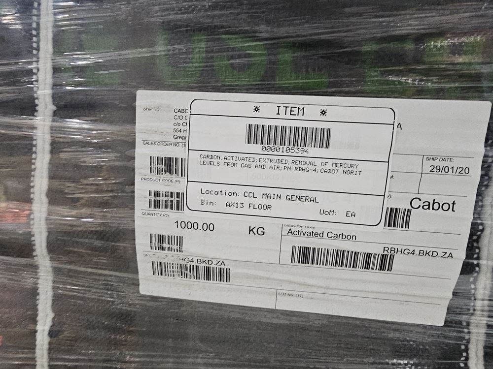 Activated Carbon,  72 tons