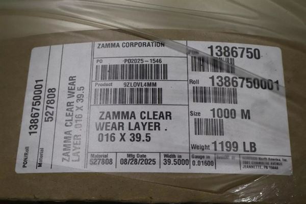 Clear Wear Layer Overlay Rolls 0.016" x 39.5", 3281' Per Roll - 50 Tons