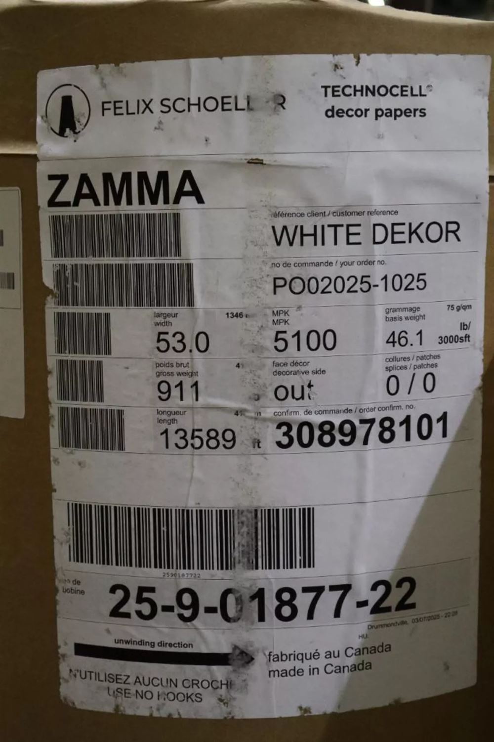 Sunmica/Decor Paper - Approx 50 Tons 48" to 80"