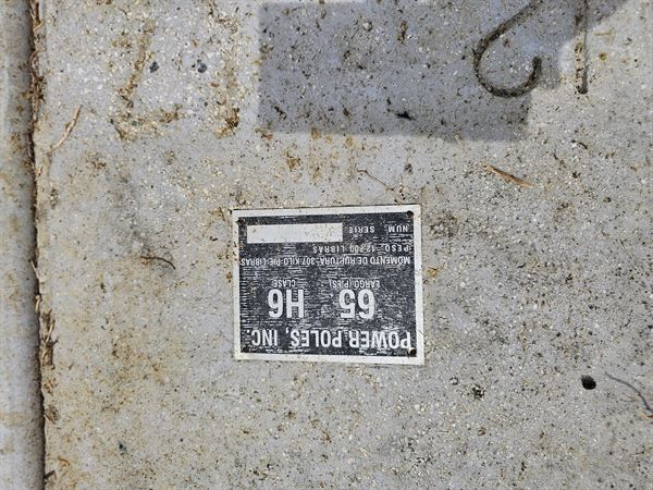 Rectangular Concrete Electric Pole, 65ft H6, 24 Count, Power Poles Inc