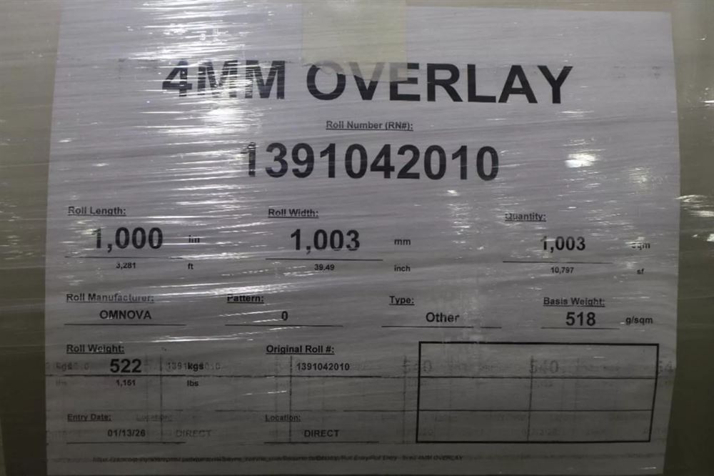 Clear Wear Layer Overlay Rolls 0.016" x 39.5", 3281' Per Roll - 50 Tons