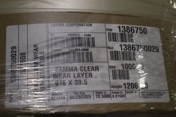 Clear Wear Layer Overlay Rolls 0.016" x 39.5", 3281' Per Roll - 50 Tons
