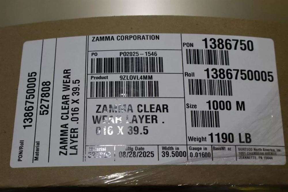Clear Wear Layer Overlay Rolls 0.016" x 39.5", 3281' Per Roll - 50 Tons