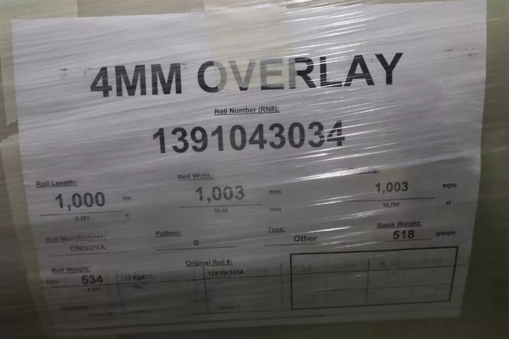Clear Wear Layer Overlay Rolls 0.016" x 39.5", 3281' Per Roll - 50 Tons