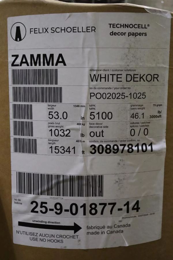 Sunmica/Decor Paper - Approx 50 Tons 48" to 80"