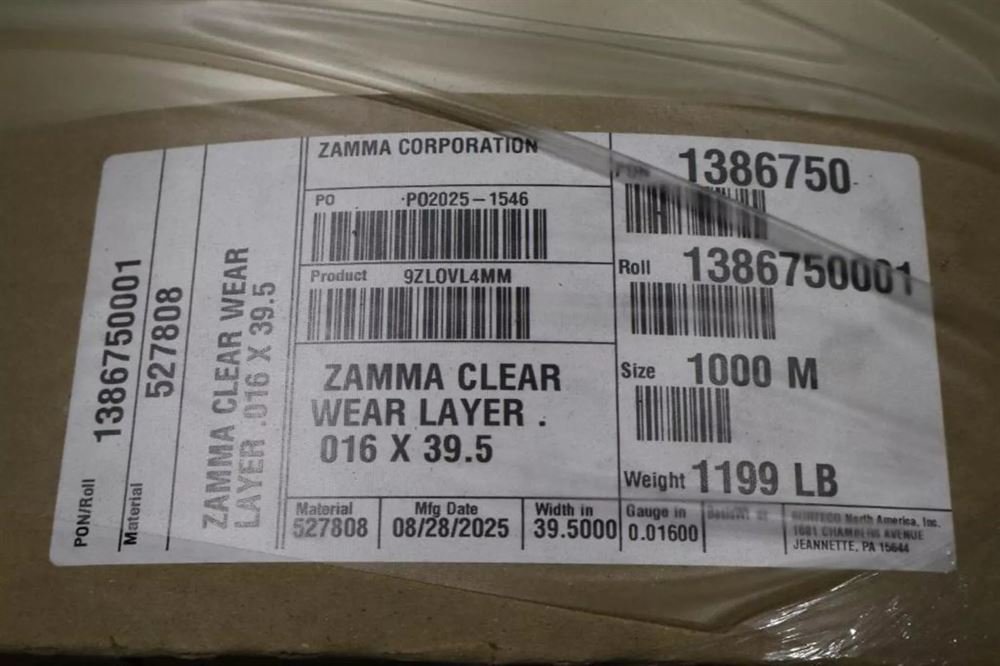 Clear Wear Layer Overlay Rolls 0.016" x 39.5", 3281' Per Roll - 50 Tons